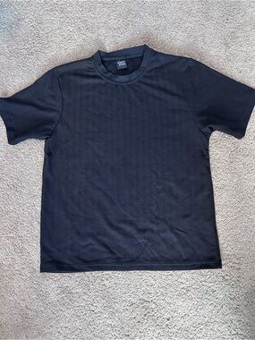 Original Deluxe Mens Black Ribbed Crew Neck Tee